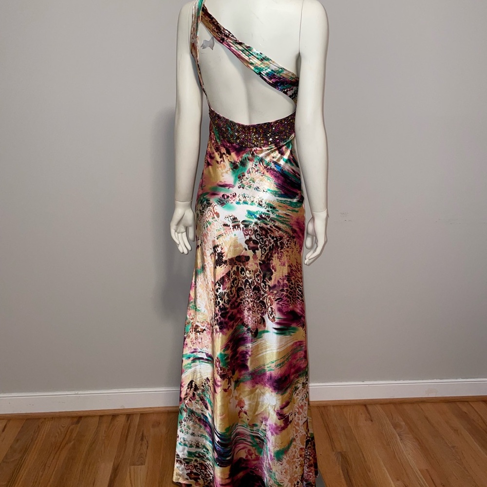 Cinderella Devine One Shoulder Embellished Evening Holiday Cocktail Maxi Dress - Picture 7 of 7